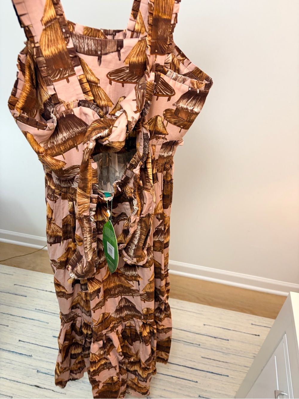 FARM Rio Pink Maxi Dress with Brown and Gold Tiki Print - Picture 5 of 6